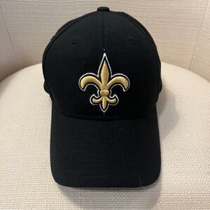 New Orleans Saints Hat Mens Black Gold Strap Back Cap Logo NFL Football Adult